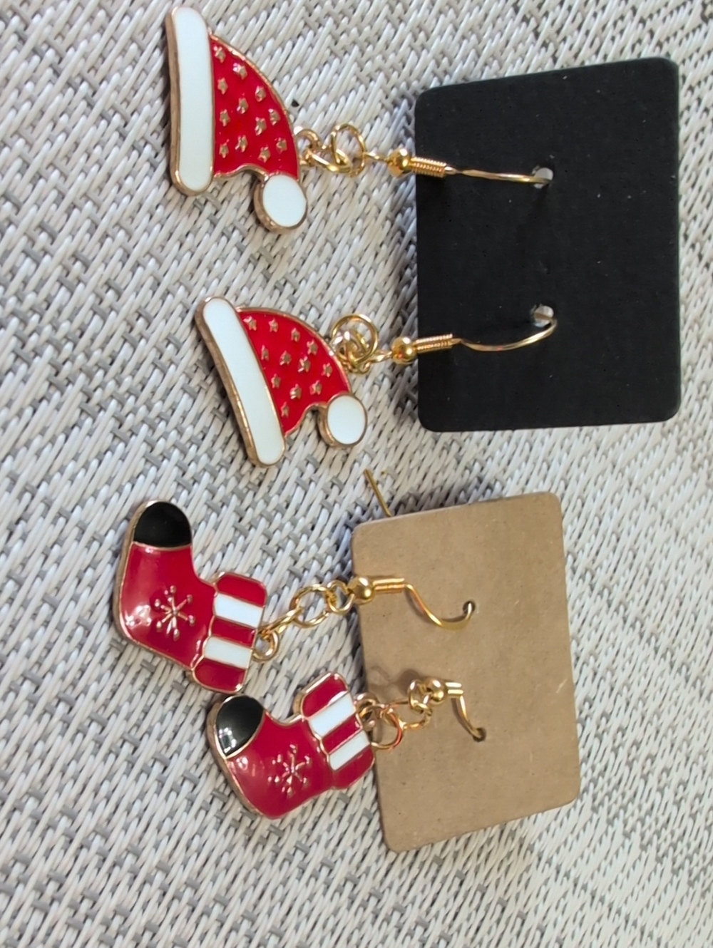Festive Red Santa Hat & Boot Kids Earrings - Holiday Accessories Handmade